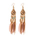 Jewelry WholesaleWholesale Boho Rice Beads Feather Tassel Alloy Earrings JDC-ES-Daiq030 Earrings 黛茜 %variant_option1% %variant_option2% %variant_option3%  Factory Price JoyasDeChina Joyas De China