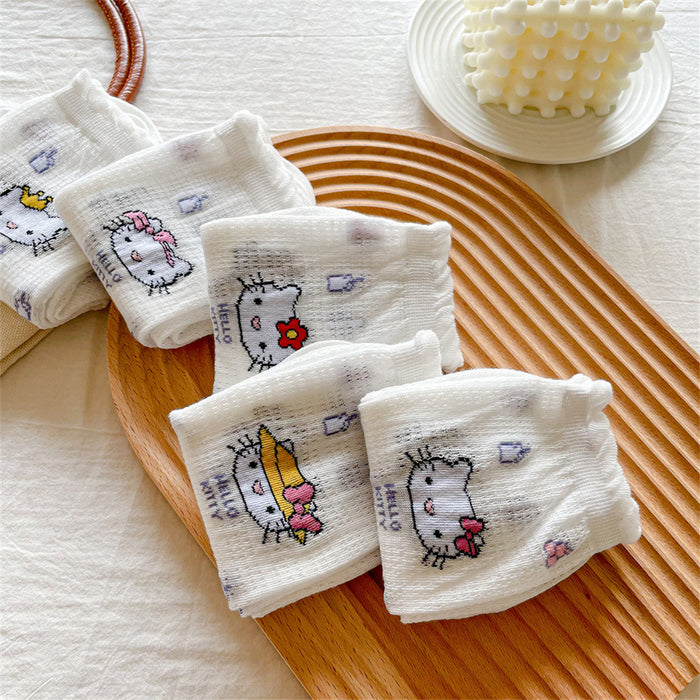 Wholesale summer thin sweet hollow cute cat pile socks JDC-SK-YMS005