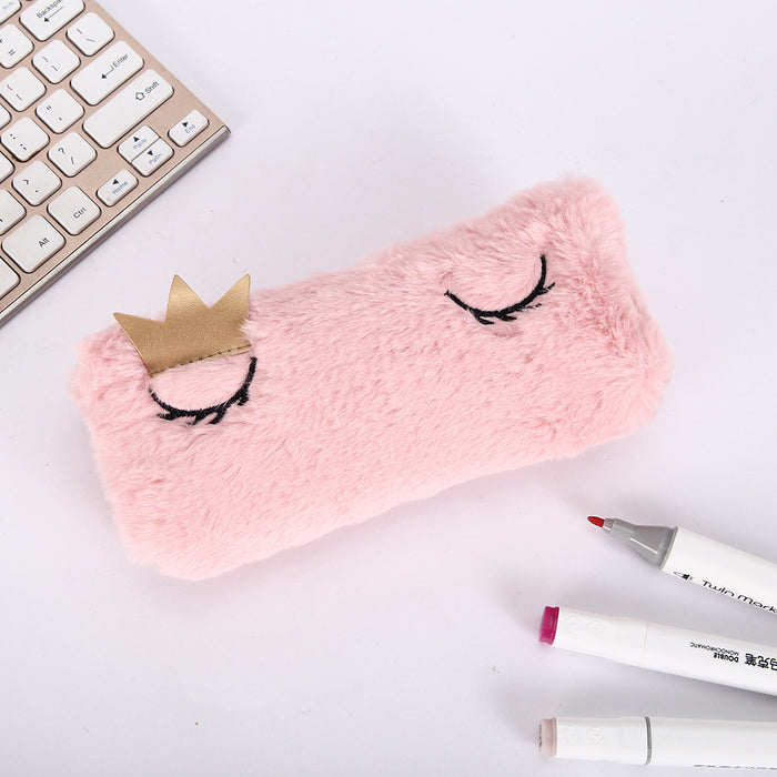 Wholesale Pen Bag Plush Cartoon Crown Pencil Storage Bag MOQ≥2 JDC-PC-FaMi002