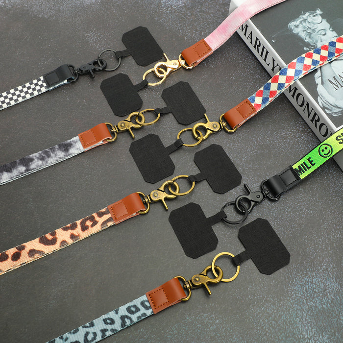 Jewelry WholesaleWholesale Leopard Print Nylon Plaid Leather Lanyard Keychain MOQ≥3 JDC-KC-WF001 Keychains 旺丰 %variant_option1% %variant_option2% %variant_option3%  Factory Price JoyasDeChina Joyas De China