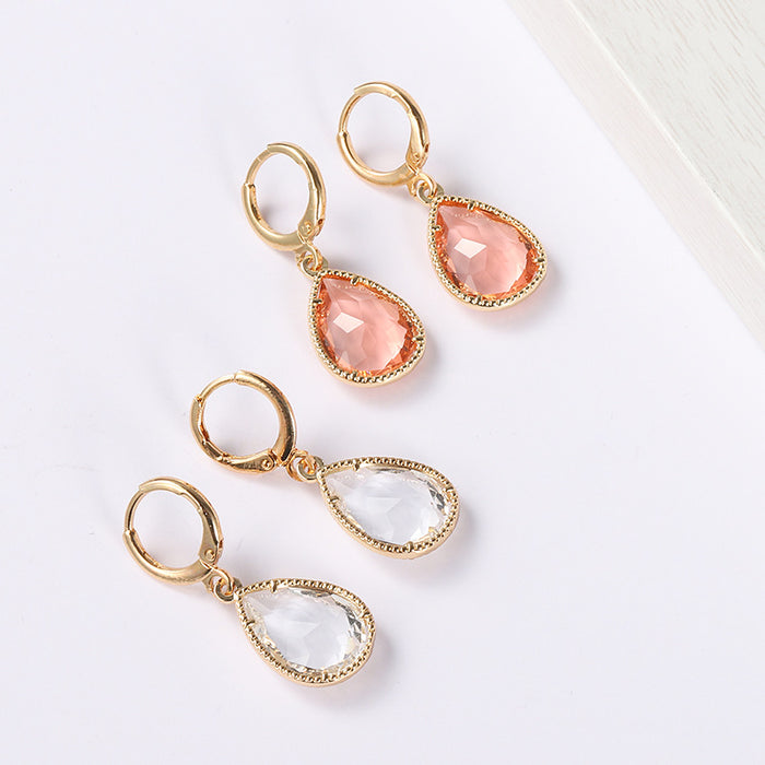 Wholesale Crystal Copper Rare Earth Glass Water Drop Earrings MOQ≥2 JDC-ES-Yongz003