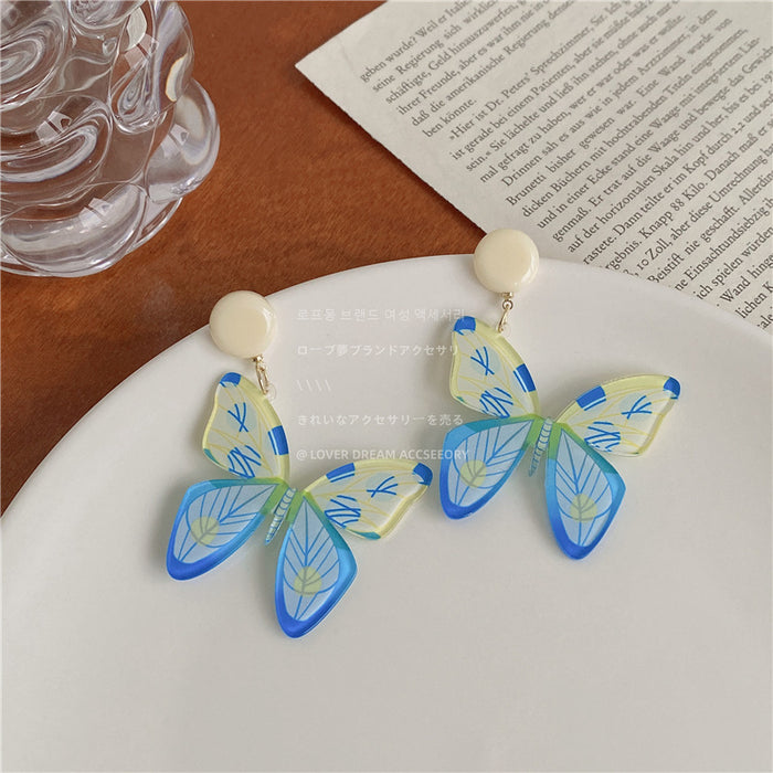 Wholesale Colorful Painted Resin Acrylic Butterfly Earrings JDC-ES-Lfm016