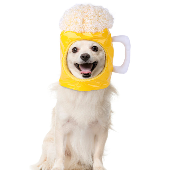 Wholesale Hat Velvet Pet Funny Beer Head Cover MOQ≥2 JDC-FH-RMJ001