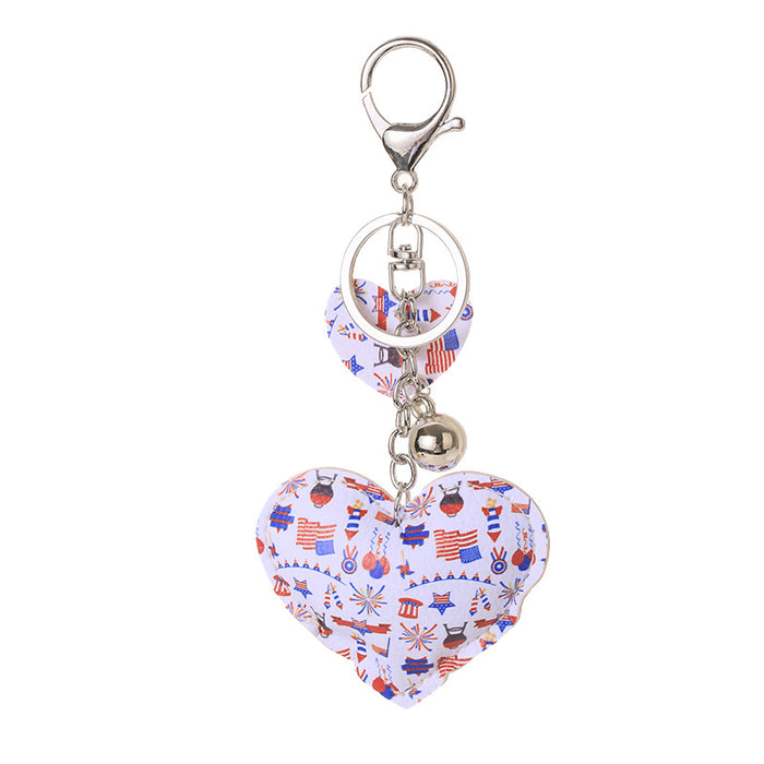 Wholesale 4th of July Independence Day Cute Peach Heart Shape Keychain MOQ≥5 JDC-KC-LK001