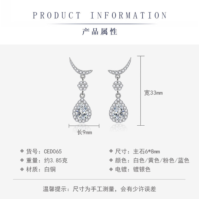 Jewelry WholesaleWholesale vintage tassel yellow diamond water drop moon plated silver earrings JDC-ES-BZ016 Earrings 标志 %variant_option1% %variant_option2% %variant_option3%  Factory Price JoyasDeChina Joyas De China