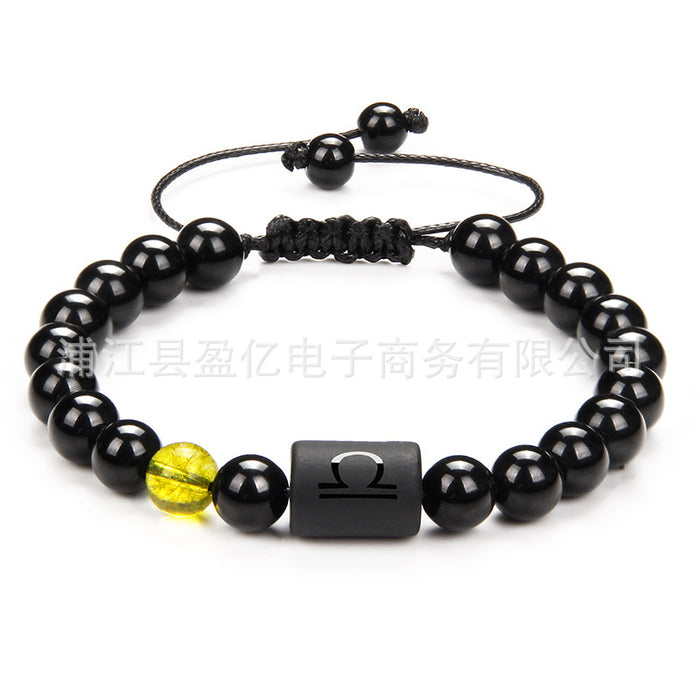 Wholesale Twelve Constellation Men's Black Onyx Braided Couple Bracelet JDC-BT-YinY013