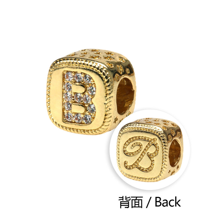 Wholesale 26 Letters Perforated Copper Plated Square Beaded Snake Bone Bracelet JDC-BT-TianY004