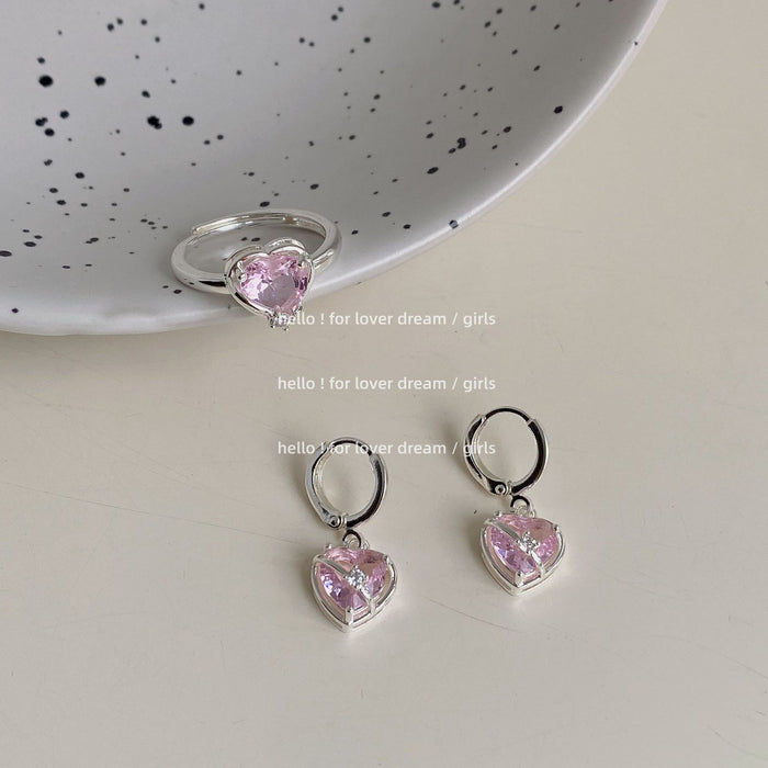 Jewelry WholesaleWholesale Pink Love Zircon Rhinestone Ear Buckles JDC-ES-Lfm009 Earrings 珞芙梦 %variant_option1% %variant_option2% %variant_option3%  Factory Price JoyasDeChina Joyas De China