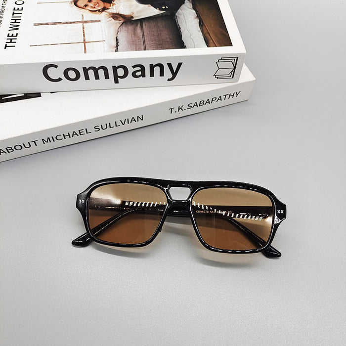 Wholesale Vintage Double Bridge Polygon Sunglasses MOQ≥2 JDC-SG-BoH004