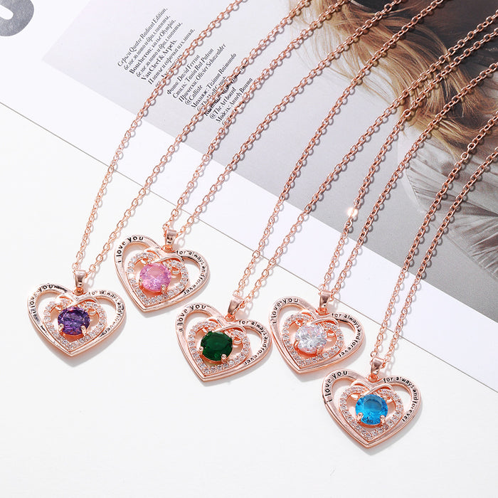 Wholesale Five Limits Love Birthstone Necklace JDC-NE-JiuL002