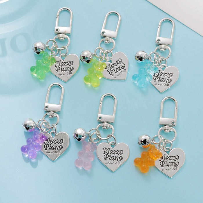 Jewelry WholesaleWholesale cute bear bell pendant girl heart metal keychain JDC-KC-Yaoyun016 Keychains 瑶韵 %variant_option1% %variant_option2% %variant_option3%  Factory Price JoyasDeChina Joyas De China