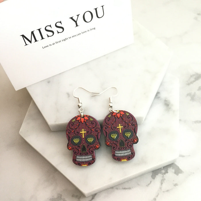 Wholesale Acrylic Skull Drop Earrings JDC-ES-Yiy001