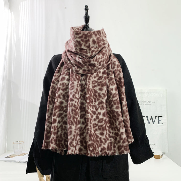 Wholesale Scarf Imitation Cashmere Winter Warm Leopard Thick Shawl JDC-SF-GSCM020