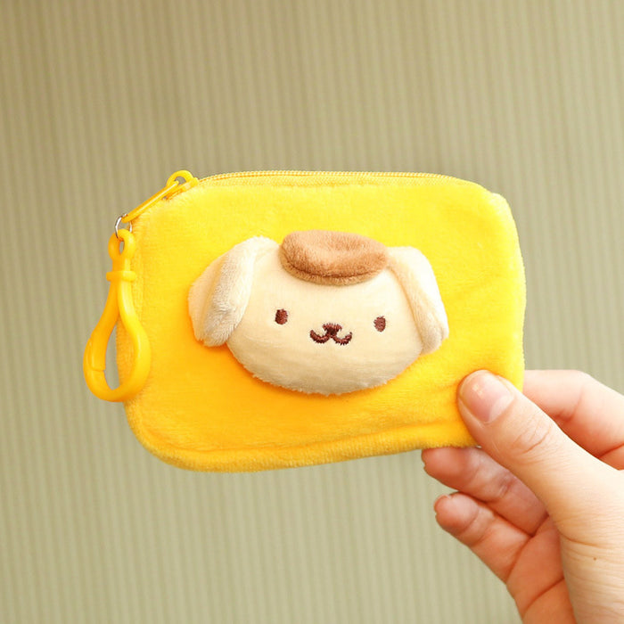 Wholesale keychain wallets Cute Solid Color Square Card Holder Kids Plush Coin Purse Key Pendant JDC-KC-Huofan009