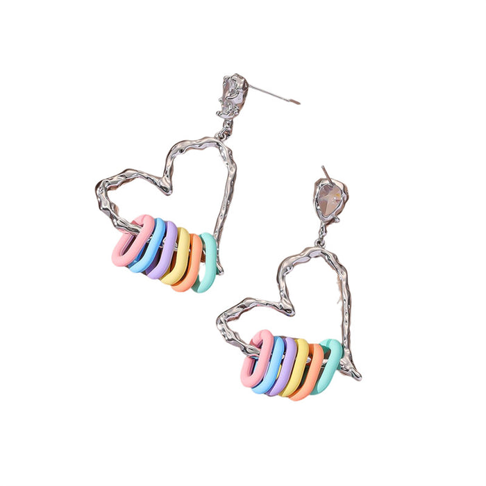 Wholesale Earrings S925 Silver Silver Peach Heart Zirconia Color Buckle JDC-ES-GuTe016