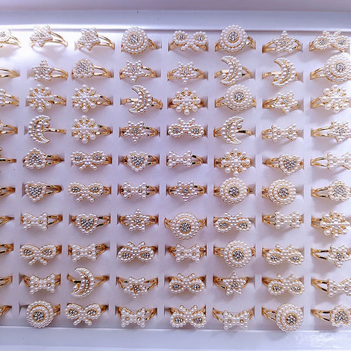 Jewelry WholesaleWholesale Random Plastic Pearl KC Gold Plated Rings JDC-RS-KuaH006 Rings 跨海 %variant_option1% %variant_option2% %variant_option3%  Factory Price JoyasDeChina Joyas De China