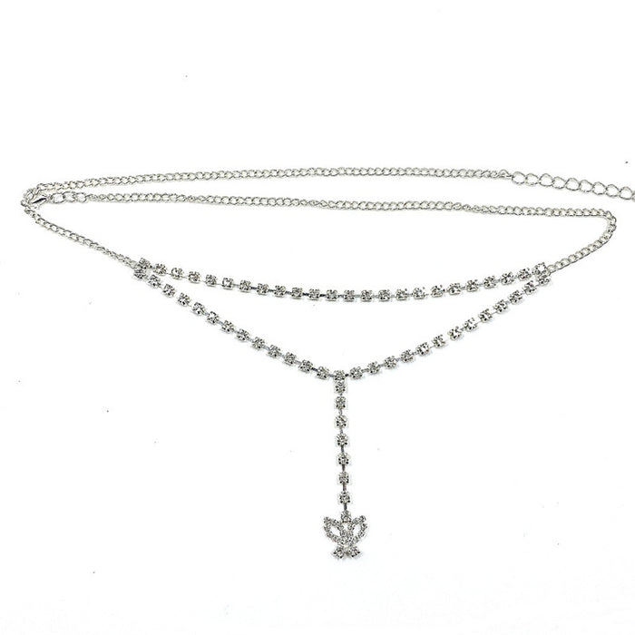 Wholesale Silver Plated Gold Plated Butterfly Pendant Rhinestone Body Chain Waist Chain JDC-WC-JiaJ002