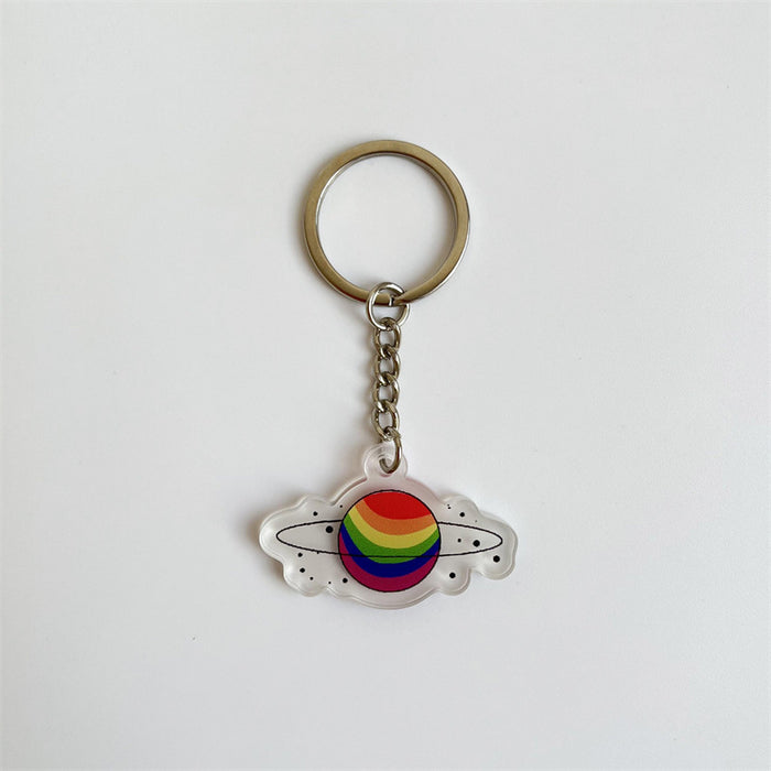 Wholesale LGBT Rainbow Acrylic Keychain Bag Bag Pendant Double Sided Pendant JDC-KC-HeRun001