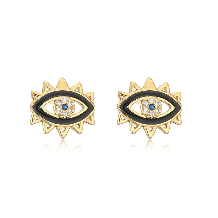 Wholesale Earrings Copper Gold Plated Zircon Devil's Eye JDC-ES-PREMAG002