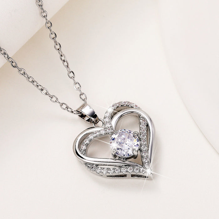 Wholesale Necklace Copper Zircon Heart Shape MOQ≥2 JDC-PREMCAOS-NE-004