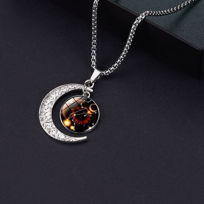 Wholesale Necklace Stainless Steel Zodiac Moon MOQ≥2 JDC-NE-YonY001