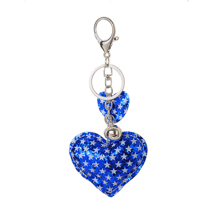 Wholesale 4th of July Independence Day Cute Peach Heart Shape Keychain MOQ≥5 JDC-KC-LK001