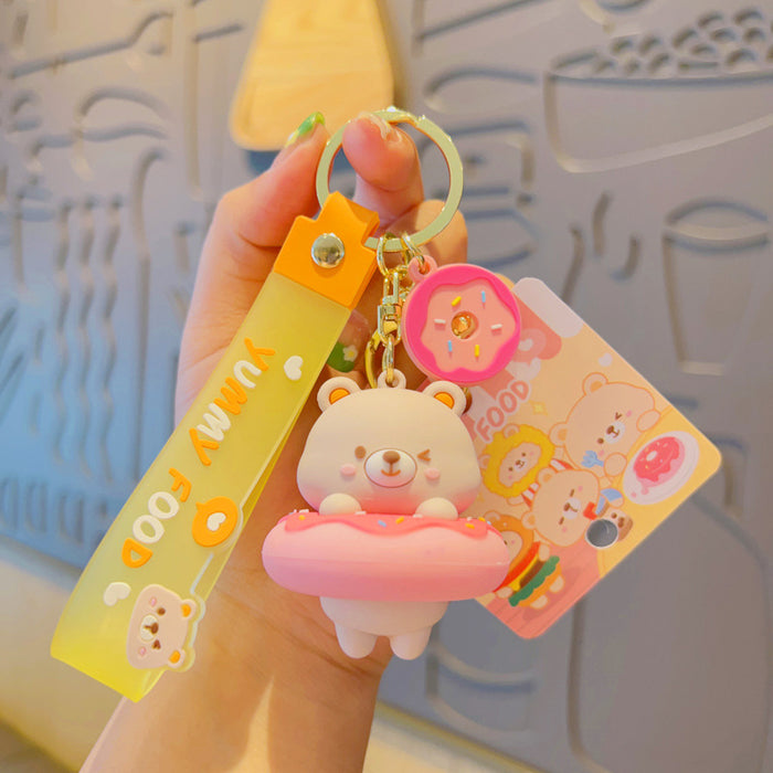 Wholesale Keychains PVC Alloy Cute Gluttonous Bear MOQ≥2 JDC-KC-YDao051