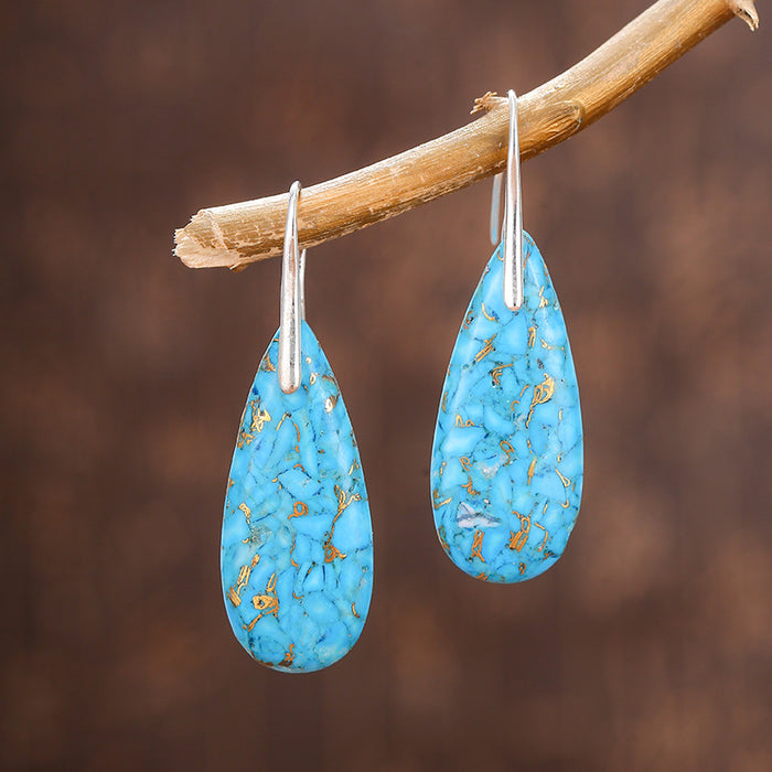 Jewelry WholesaleWholesale drop shaped stone earrings boho turquoise MOQ≥3 JDC-ES-QiuX007 Earrings 秋萱 %variant_option1% %variant_option2% %variant_option3%  Factory Price JoyasDeChina Joyas De China