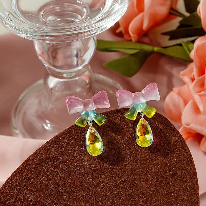 Wholesale Colorful Color Changing Bow Teardrop Earrings JDC-ES-Mdd036