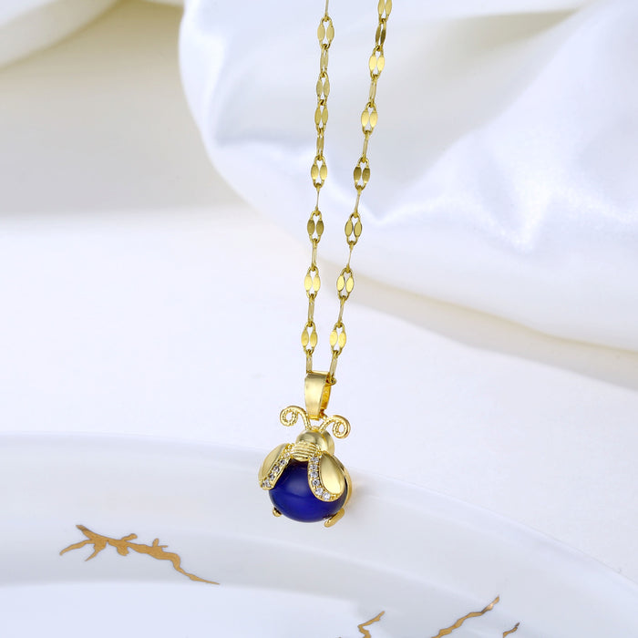 Wholesale cute little goldfish necklace female niche color changing warm stone versatile JDC-NE-LouYue001