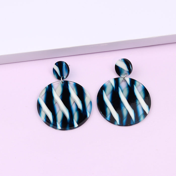 Wholesale Stripe Collection Acetate Geometric Round Earrings JDC-ES-DUAI017