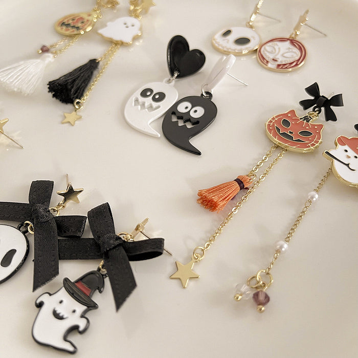 Wholesale Earrings Alloy Halloween Skull Ghost Stud Earrings Ear Clips JDC-ES-Tql015