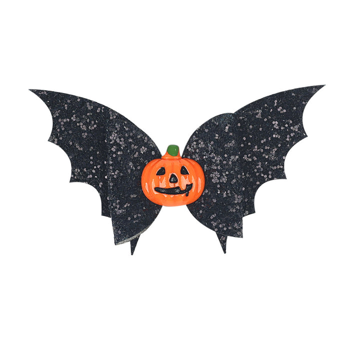 Wholesale Children's Hair Clip Halloween Bat Pumpkin Head Leather JDC-HC-QiuN004