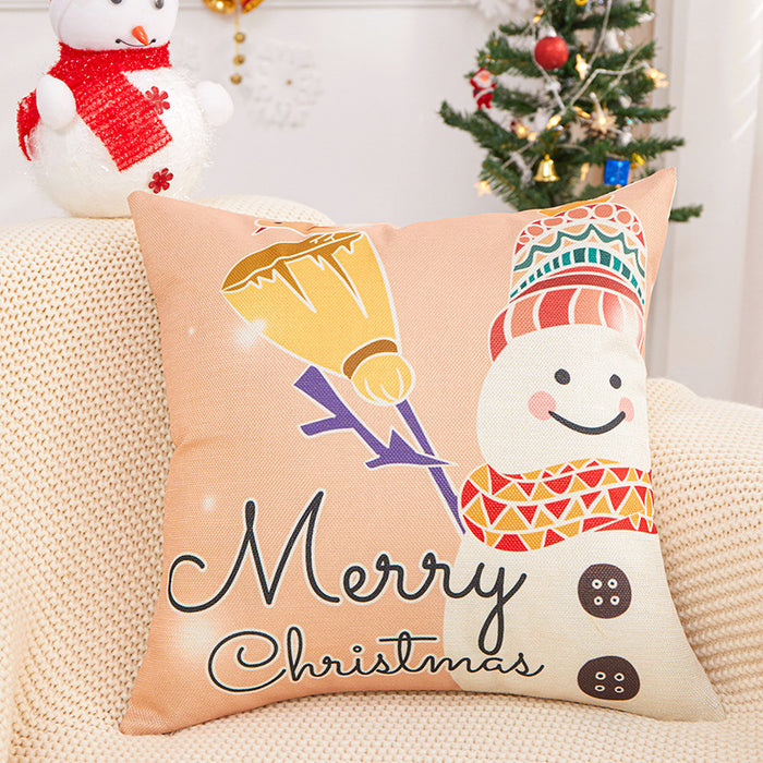 Wholesale Pillowcase Christmas Polyester Snowman Cartoon Print JDC-PW-RRL003