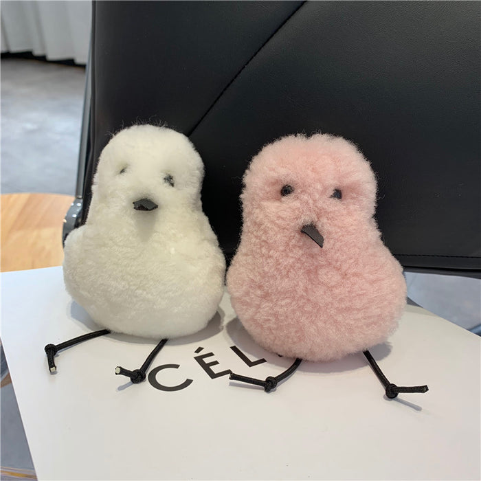 Wholesale Keychains For Backpacks ugly cute cute real wool bird car keychain pendant JDC-KC-DJu004