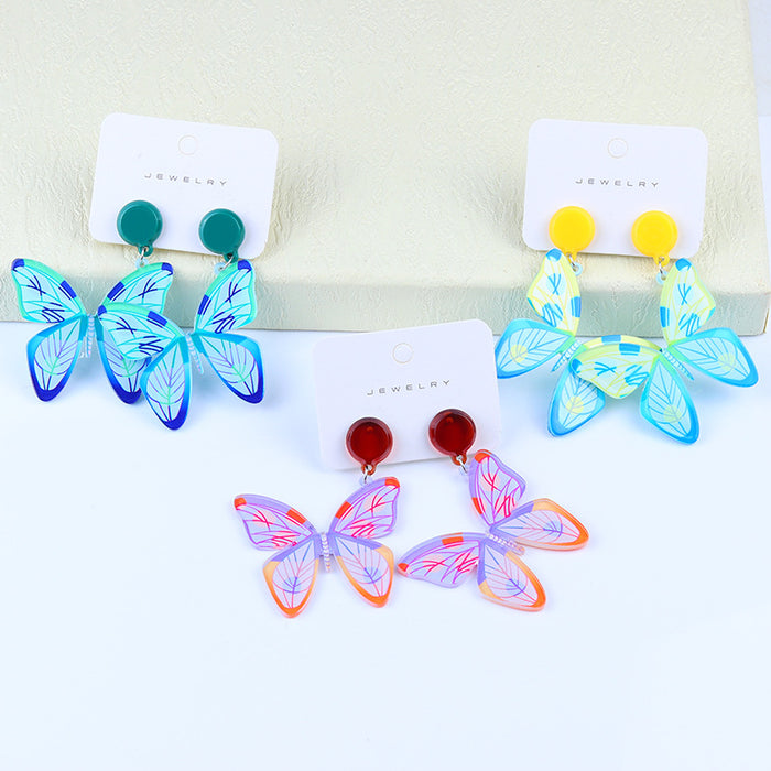 Wholesale Big Butterfly Simple Fashion Embossed Print Earrings MOQ≥2 JDC-ES-DUAI007