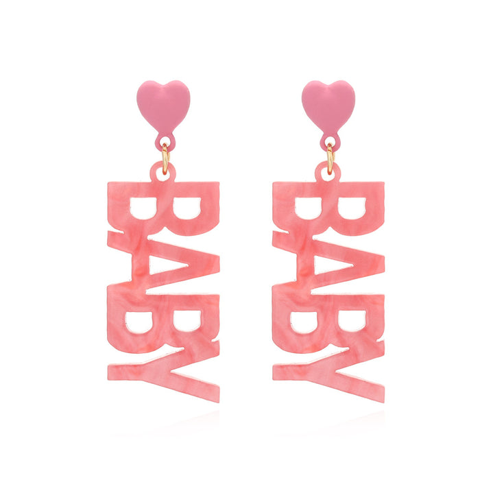 Wholesale Acrylic Alphabet Heart Earrings JDC-ES-ManY033