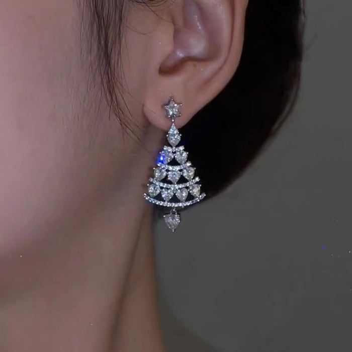 Wholesale Earrings Alloy Crystal Christmas Tree MOQ≥2 JDC-ES-QianZ002