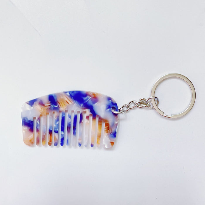 Wholesale acetate sheet mini comb keychain cute MOQ≥2 JDC-KC-XingYi001