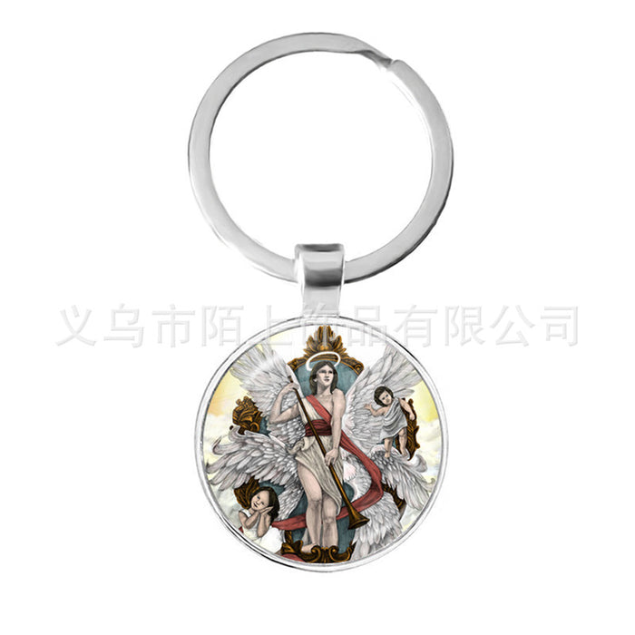 Wholesale St.Michael Russian Orthodox Time Gemstone Zinc Alloy Keychain JDC-KC-MoS001