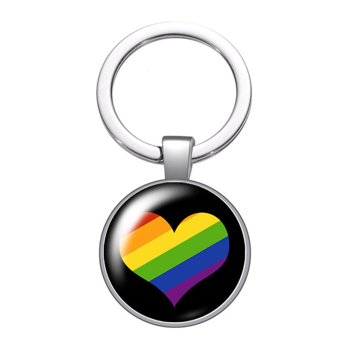 Wholesale LGBT Pride Day Alloy Time Stone Keychain JDC-KC-CMX002