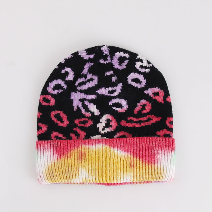 Wholesale Hat Core Yarn Leopard Print Tie Dye Knit Hat JDC-FH-XRong003