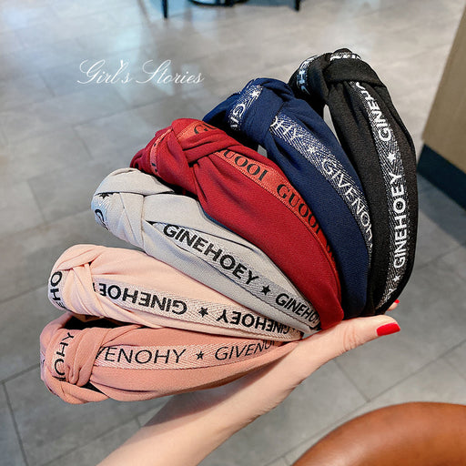 Jewelry WholesaleWholesale Wide Brim Fabric Headband Ladies Alphabet Contrast Color Knot JDC-HD-HuiY017 Headband 慧逸 %variant_option1% %variant_option2% %variant_option3%  Factory Price JoyasDeChina Joyas De China