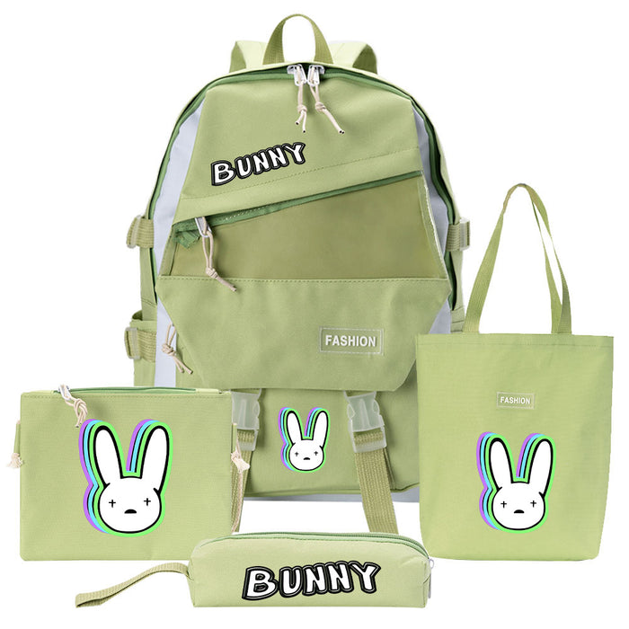 Wholesale Backpack Canvas Cute Cartoon Casual Shoulder Bag Pen Bag 4 Piece Set (F) JDC-BP-Tangs001