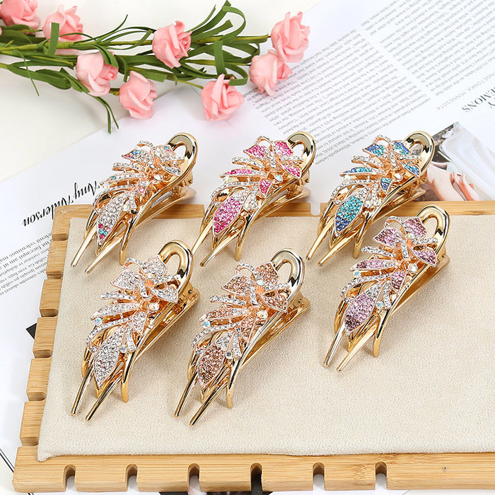 Wholesale Hair Clips Alloy Rhinestone Butterfly Tri-Clip Elegant MOQ≥2 JDC-HC-HG012