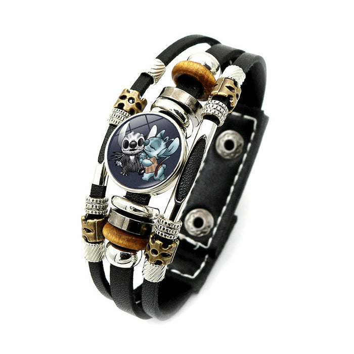 Wholesale Cartoon Alloy Glass Leather Cord Bracelet (M) JDC-BT-XuS004