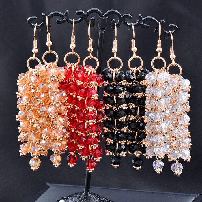 Wholesale Earrings Copper Gold Plated Rhinestones Beaded Tassel MOQ≥2 JDC-ES-KMeng001