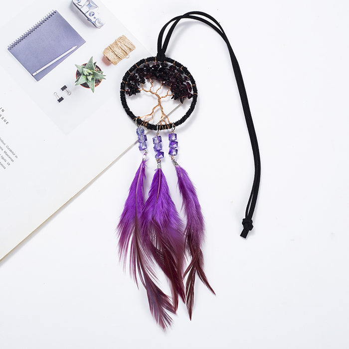 Jewelry WholesaleWholesale Purple Tree of Life Feather Dreamcatcher JDC-DC-MGu014 Dreamcatcher 梦罟 %variant_option1% %variant_option2% %variant_option3%  Factory Price JoyasDeChina Joyas De China