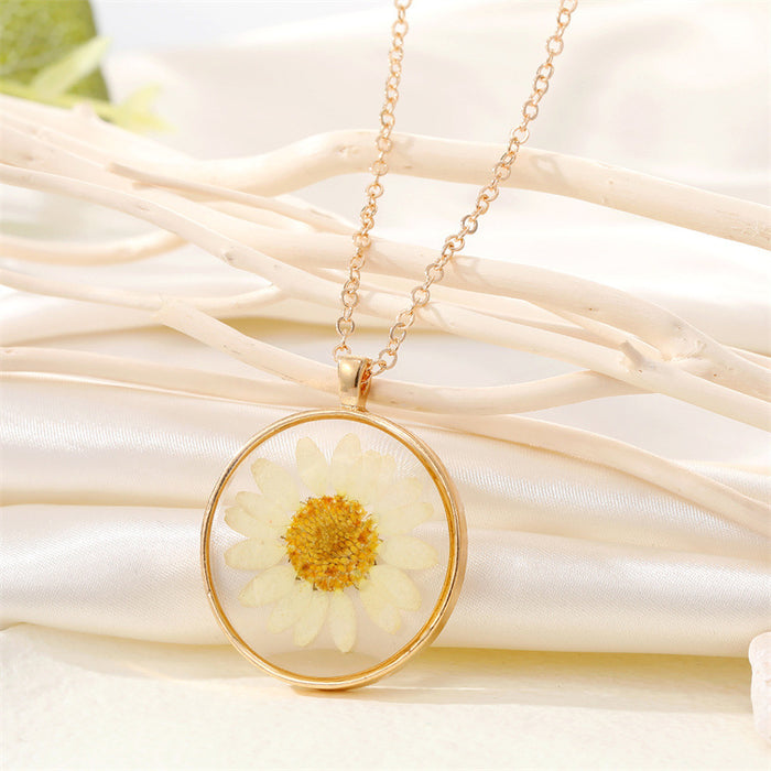 Jewelry WholesaleWholesale vintage round resin dried flower necklace MOQ≥3 JDC-NE-Juej011 Necklaces 觉际 %variant_option1% %variant_option2% %variant_option3%  Factory Price JoyasDeChina Joyas De China