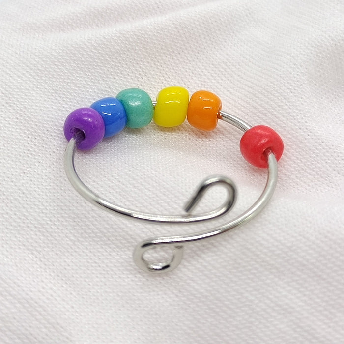 Wholesale LGBT Pride Day Colored Rice Bead Copper Rings JDC-RS-QianY002